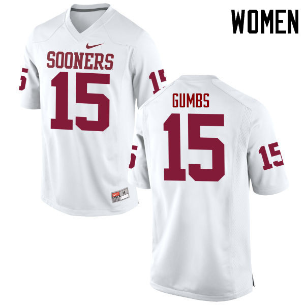 Women Oklahoma Sooners #15 Addison Gumbs College Football Jerseys Game-White - Click Image to Close